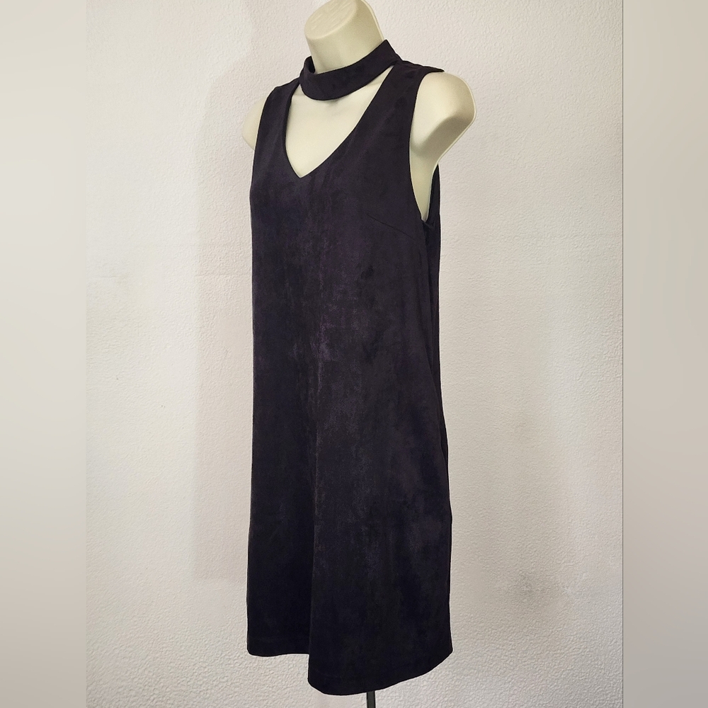 Wishlist Dress Soft Faux Suede Choker Shift Black Size M - Picture 4 of 13
